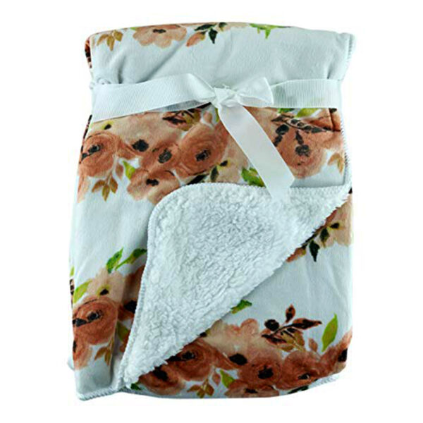 Luxury Soft Fur Back Blanket poppy and roses Design