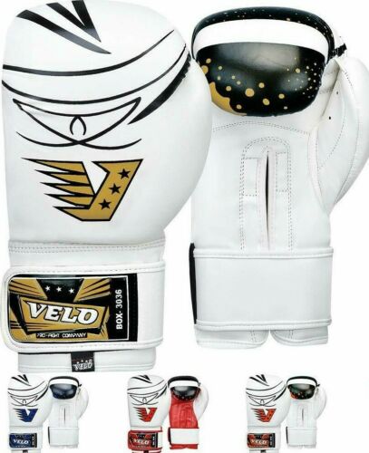 Velo Unisex White Leather Boxing Gloves